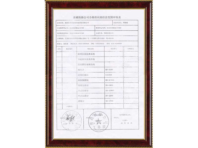 青藏铁路公司合格供应商表